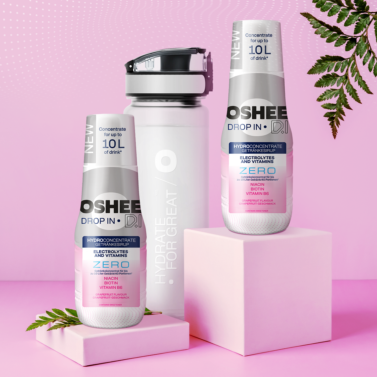 6 x Getränkesirup OSHEE DROP IN ZERO – Grapefruit – Elektrolyte und Vitamine – 500 ml