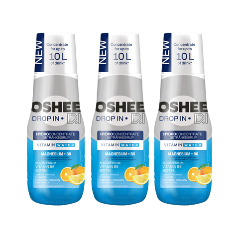 3 x Getränkesirup OSHEE DROP IN Zitrone-Orange – Vitamine und Magnesium – 500 ml
