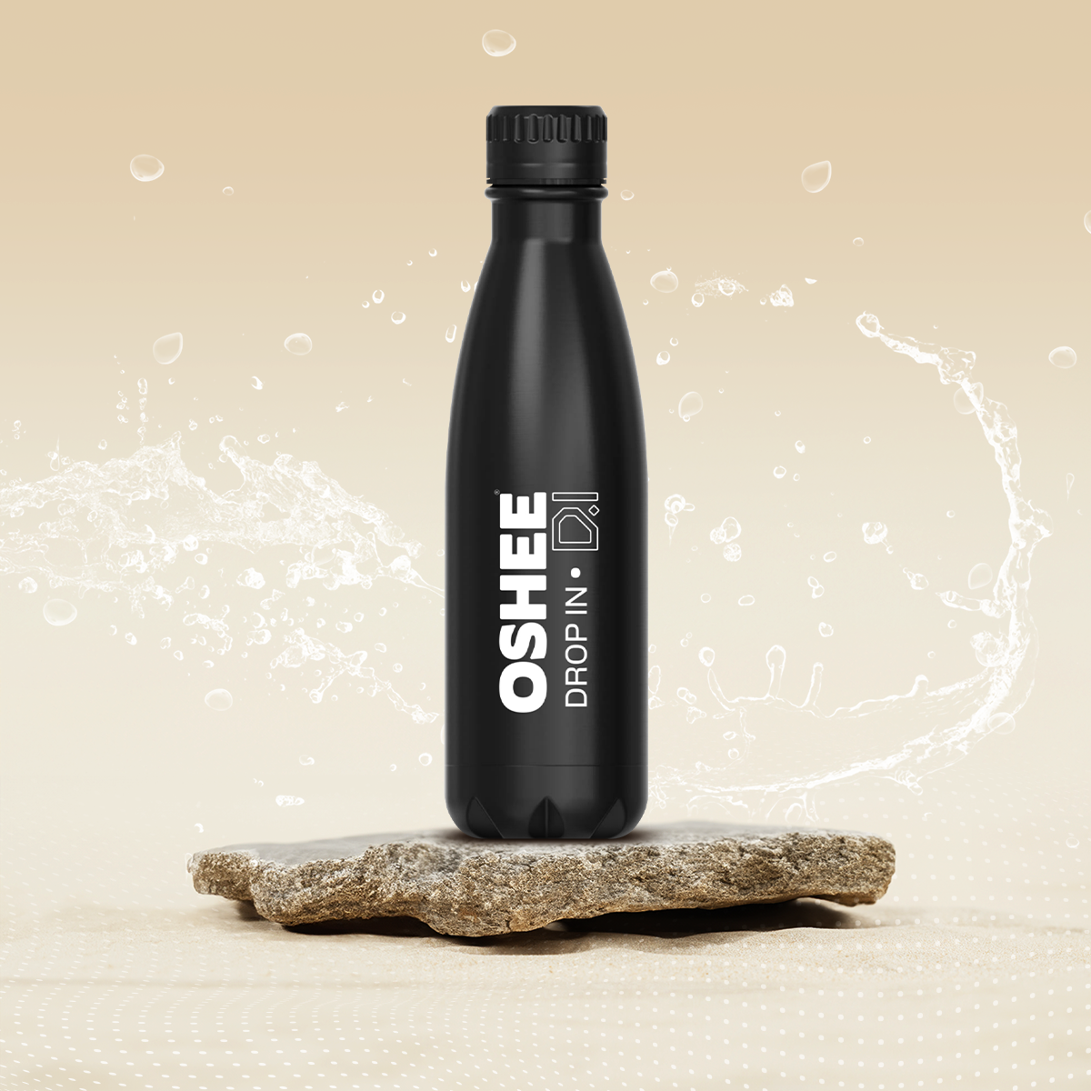 Thermosflasche aus Edelstahl, schwarz, 500 ml