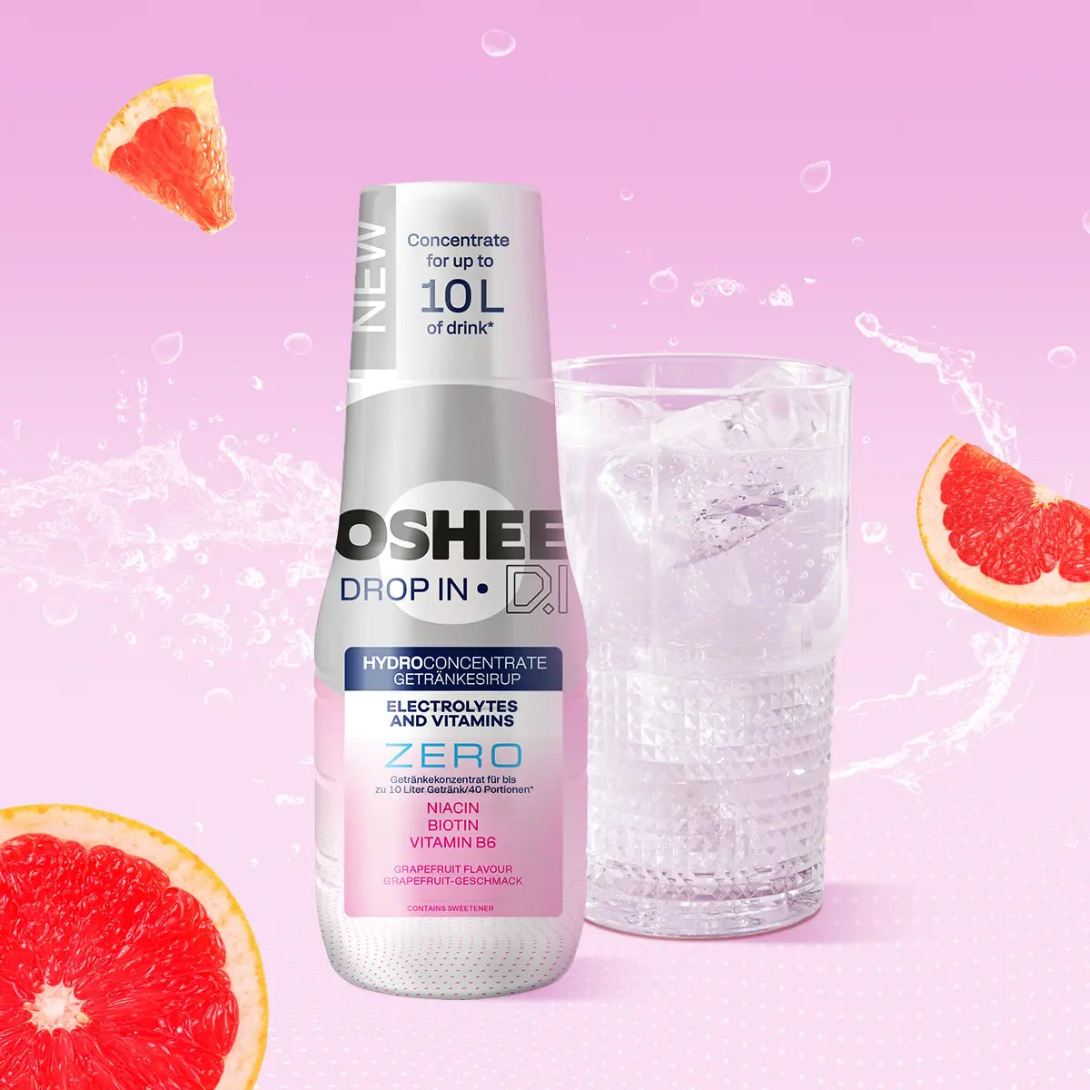 Getränkesirup OSHEE DROP IN ZERO – Grapefruit – Elektrolyte und Vitamine – 500 ml